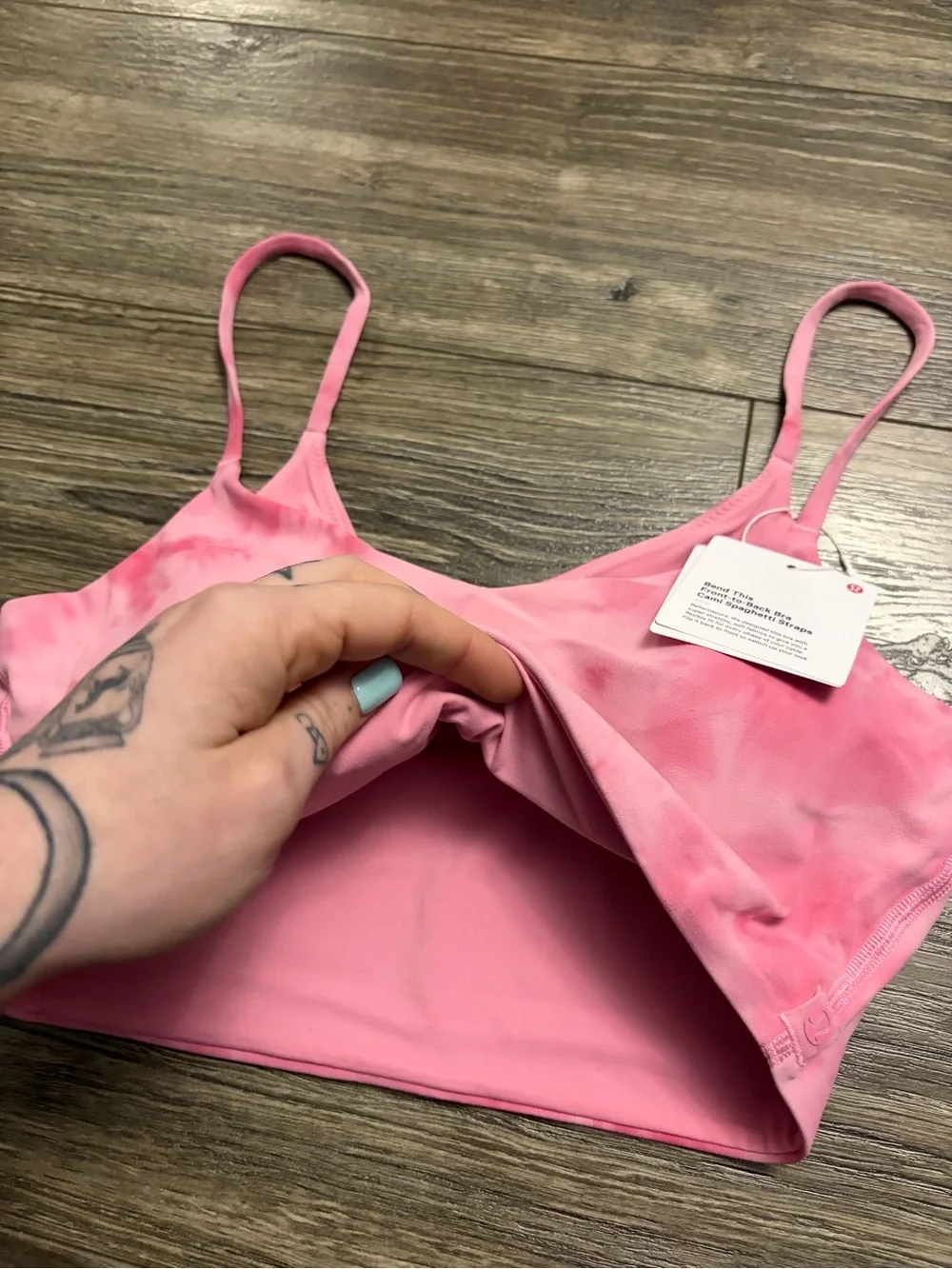 NWT Lululemon Cami Spaghetti-Strap Bra (Smoothie Wash Strawberry Multi) Size S/M